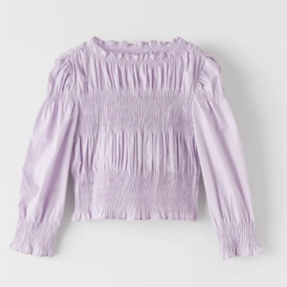 ZARA KIDS LONG SLEEVE ELASTICIZED TOP - MAUVE - Picture 1 of 1